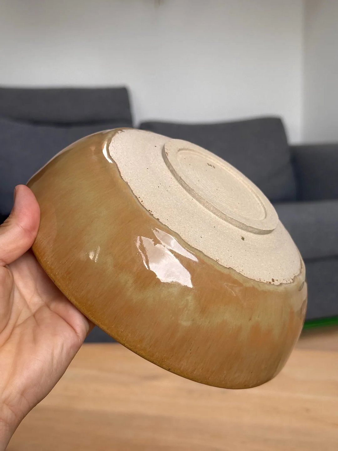 Wide shallow bowl, toasted honey, view 3