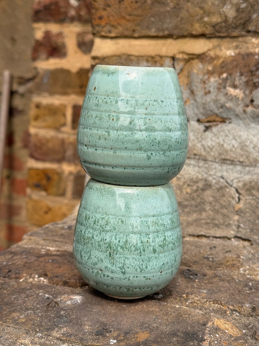 Egg-shaped cups, jade mist, view 2