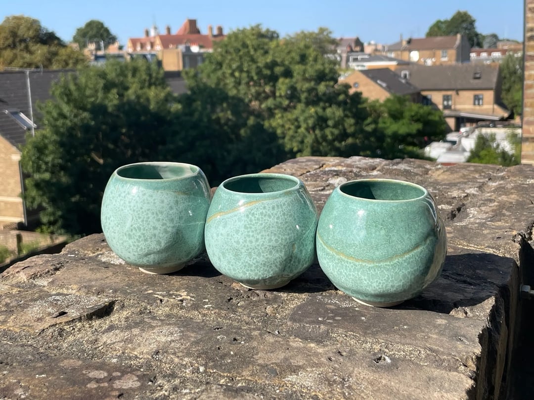 Spherical cups, seafoam teal, view 1