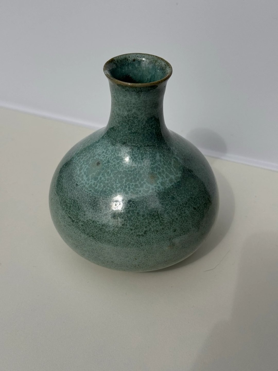 Vase with round belly and flared neck, seafoam teal, view 1