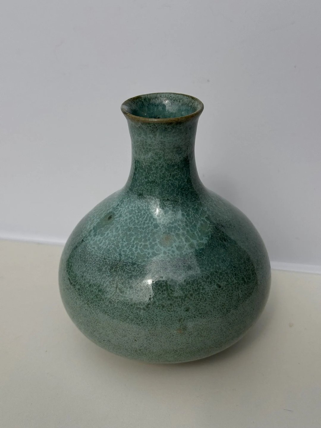 Vase with round belly and flared neck, seafoam teal, view 2