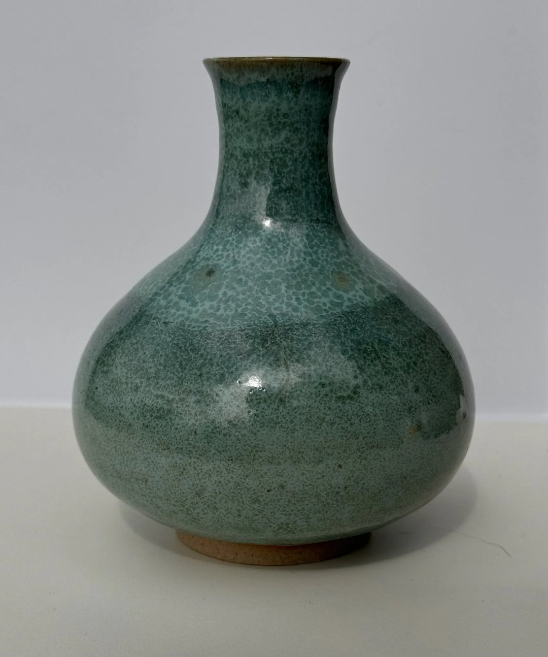 Vase with round belly and flared neck, seafoam teal, view 3