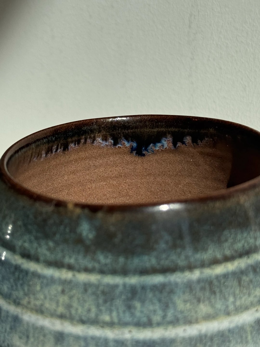 Egg-shaped cups with drippy glaze, misty-blue, view 4