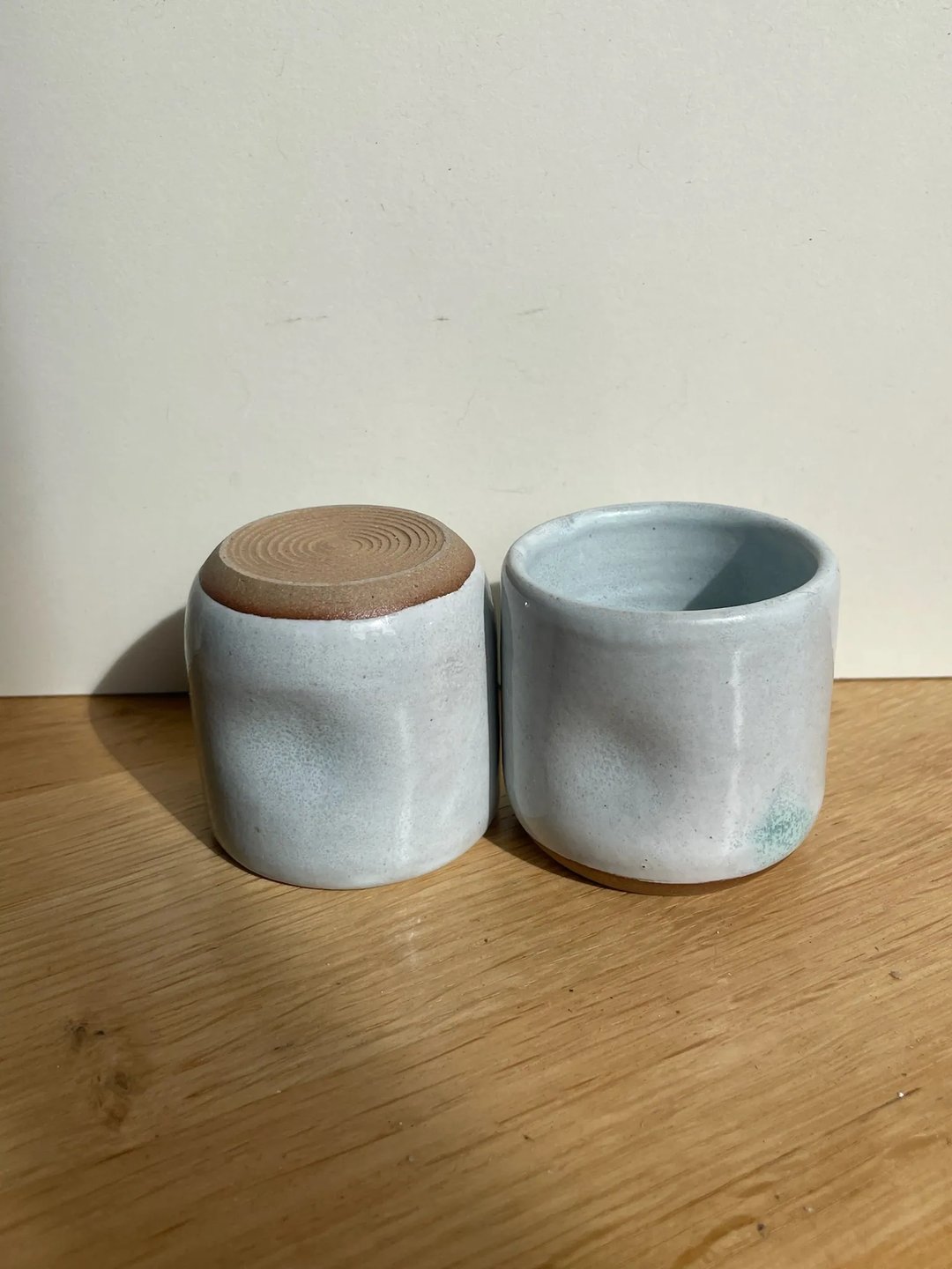 Dimpled espresso cups, pale turquoise, view 1