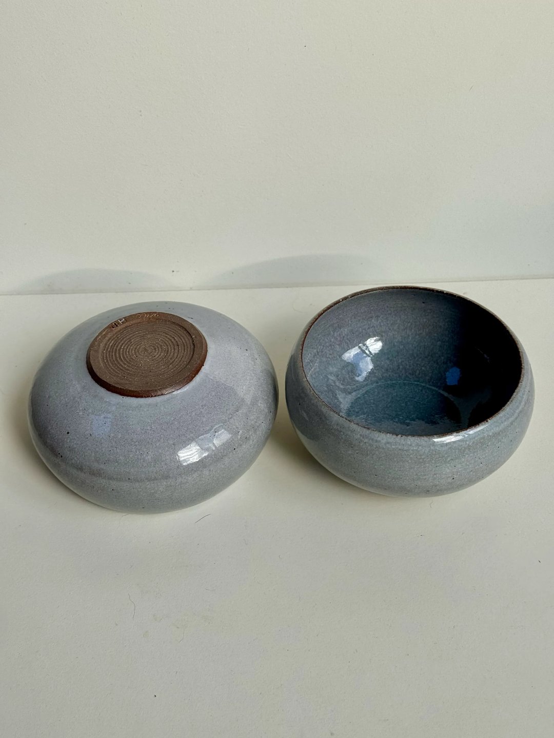 Rounded bowls with an inward rim, misty lavender-grey, view 1
