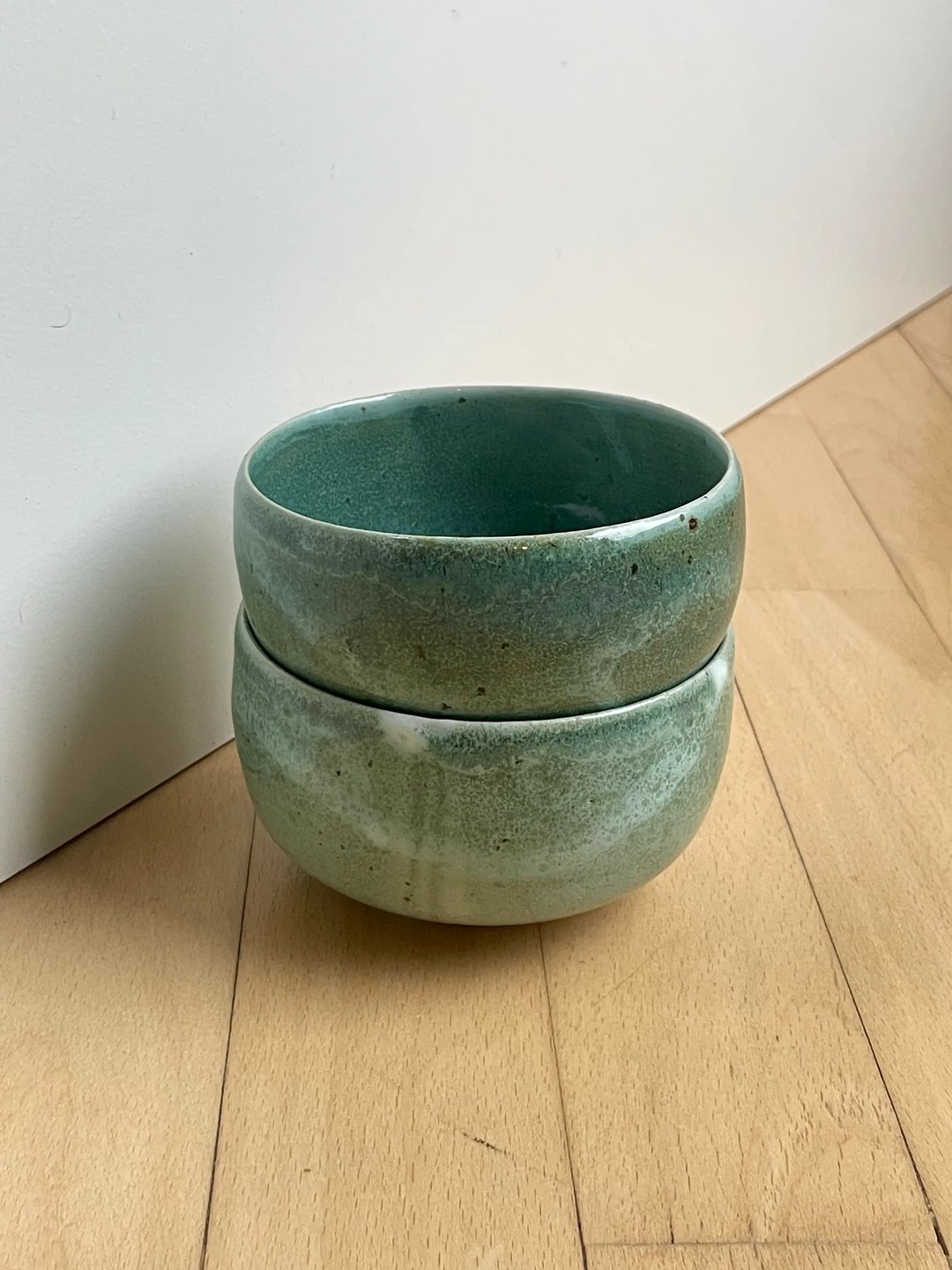 Small bowls, speckled seafoam teal, view 1