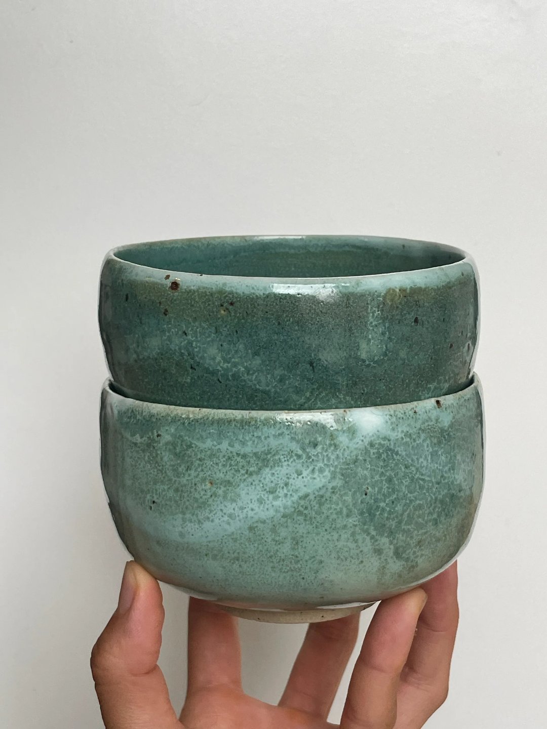Small bowls, speckled seafoam teal, view 2